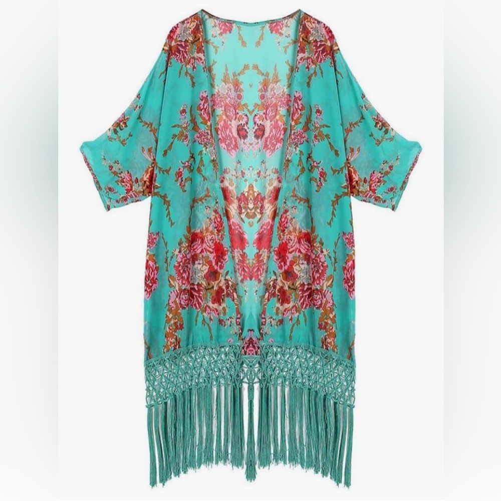 Chiffon cover up with tassels
